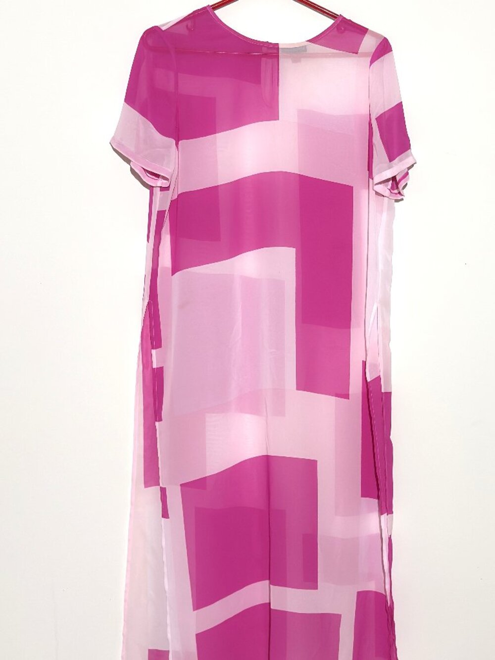 Vince Camuto Pink Geometric Chiffon Beach Cover Up Tunic Dress Womens Small S